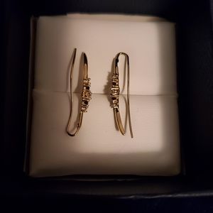 14k Gold Dark Blue/White Sapphire EAR CLIMBERS